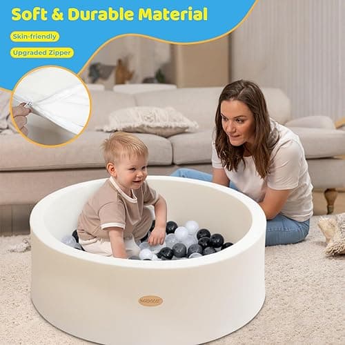 HARBOLLE Baby Ball Pit Soft Round Memory Foam Ball Pits NOT Included Balls Indoor Outdoor Playpen for Babies Toddlers Kids Infants for Girls Boys, White - No Balls- White thumbnail 4
