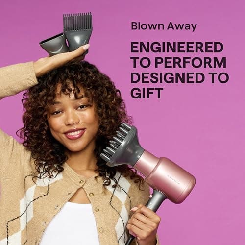 Wavytalk Hair Dryer, Blown Away Ionic Hair Dryer for Curly Hair with Diffuser, 1875W Fast Drying Blow Dryer with Ceramic Technology, 3 Attachments for All Hair Types, Light and Quiet, Light Blue thumbnail 2