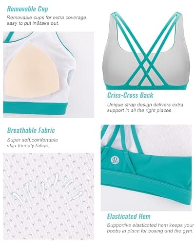 RUNNING GIRL Sports Bras for Women,Y-Back Medium Support Workout Sports Bra Padded Racerback Supportive Bras Push up - D-bright Green - Small thumbnail 5