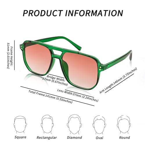 FEISEDY Retro Square Aviator Sunglasses Women Men 70s Vintage Trendy Plastic Frame Sun Glasses B2835 thumbnail 6