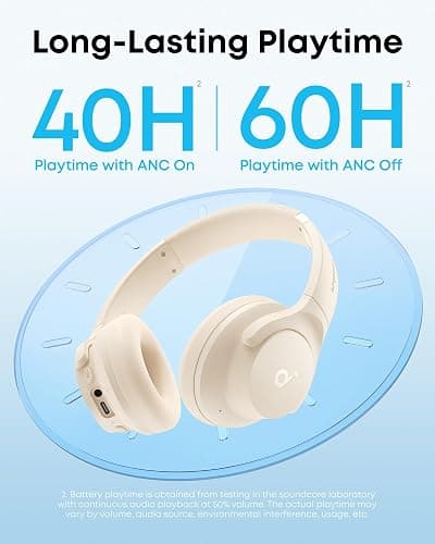 Soundcore by Anker Q20i Hybrid Active Noise Cancelling Headphones, Wireless Over-Ear Bluetooth, 40H Long ANC Playtime, Hi-Res Audio, Big Bass, Customize via an App, Transparency Mode (White) thumbnail 5