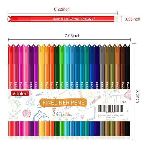 Vitoler Pens for Drawing Journaling,Planner,24 Pack 0.4mm,Colored Pens for Art Supplies Planner,Drawing,Journaling thumbnail 3