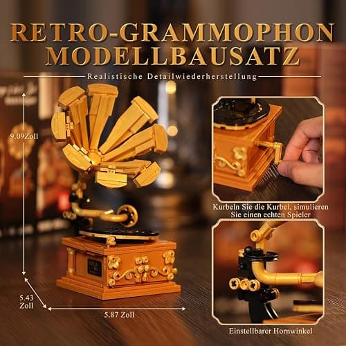 JMBricklayer Camera Telephone Record Player Building Block Sets for Adults, Retro 3 in 1 Set Building Toy 20039, Vintage Display Model Kit for Office Room Decor Collectible Gift for Adult Men Kids 14+ thumbnail 4