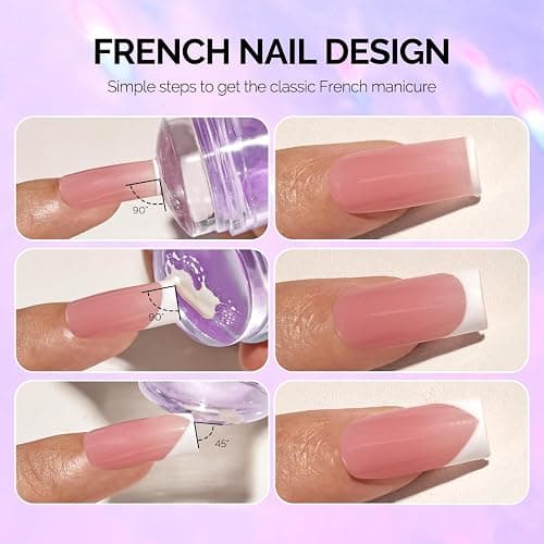 MelodySusie French Tip Tool, French Tip Stamp, Nail Stamper, 4PCS, Purple | 2 Clear Silicone Nail Stampers, 2 Scrapers, French Manicure Stamp, Nail Art Stamper, DIY Manicure, Home & Salon, Purple thumbnail 4