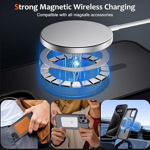 Anuck Case for iPhone 15 Pro Max Case Magnetic Phone Case Compatible with MagSafe, Soft TPU Bumper Hard Translucent Matte Back Slim Fit Shockproof Protective Cover for Men Women Girls - Black thumbnail 2