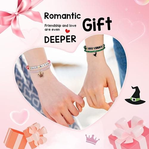 Artlunar Witch gifts Witch Bracelet Set Crown & Witch Hat Charm Enchanted Friendship Jewelry Gifts for Teen Girls Mom Besties Sisters thumbnail 5