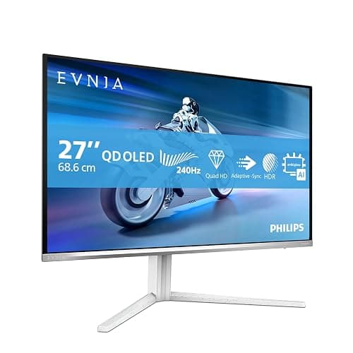 PHILIPS Evnia Gaming Moniteur 27M2N6501L 27 Pouce 240Hz QD-OLED Dalle, 0.03ms GtG, HDR10, G-Sync Compatible, Ajustable en Hauteur, USB Hub(2560x1440 HDMI 2X 2.1 DP 1x 1.4) Blanc thumbnail 2