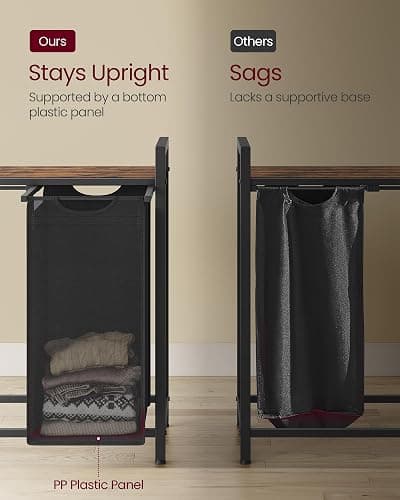 VASAGLE Laundry Hamper, Laundry Basket, Laundry Sorter with 3 Pull-Out and Removable Bags, Shelf, Metal Frame, 3 x 10.6 Gallons (40 L), 36.4 x 13 x 28.4 Inches, Tricolor and Rustic Brown UBLH301X01 - Tricolor + Rustic Brown - 120 L thumbnail 6