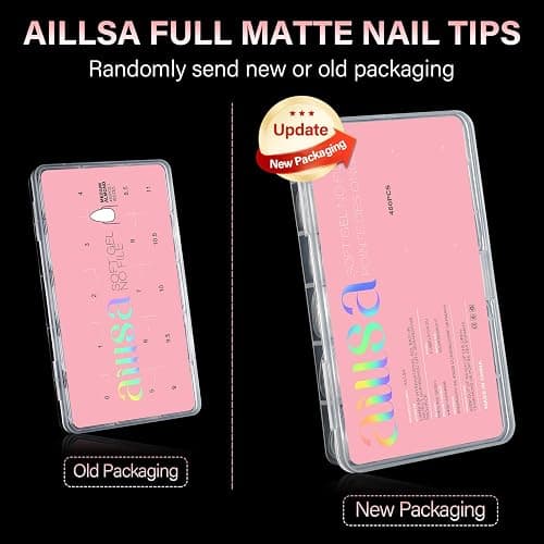 AILLSA Medium Almond Nail Tips 450PCS Full Cover Clear Acrylic Nail Tips Double-Sided Matte No Need Base Coat Press on Fake Nails Tips for Extension False Nails DIY Salon 15 Sizes thumbnail 9