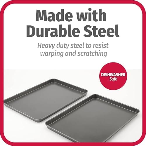 GoodCook Everday Nonstick Carbon Steel 15” x 21” Baking Sheet Set, 2 Pack – Extra-Large Carbon Steel Cooking Pans, Bakeware Set, Cookie Sheets for Baking, Oven Pan Set thumbnail 6