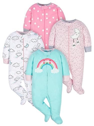Gerber baby-girls 4 Pack Sleep N' Play Footie - Image 1