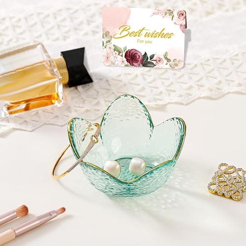 Binoster Friendship Gifts For Women Jewelry Dish Glass Ring Dish Jewelry Tray Cute Vanity Organizer Room Decor Jewellery Tray Trinket Dish Cute Bedroom Decor Christmas House Warming Gifts for women thumbnail 4