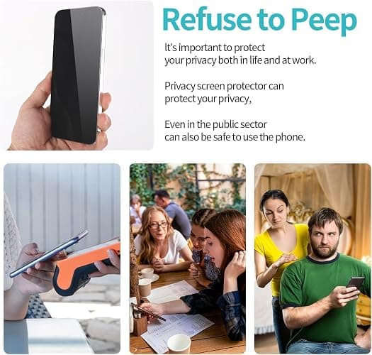PEHAEL 3+3Pack for iPhone 17 Pro Privacy Screen Protector with Camera Lens Protector Full Coverage Anti-Spy Tempered Glass Film 9H Hardness Easy Installation Bubble Free [6.3 inch] thumbnail 7
