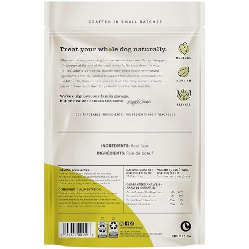 Crumps' Naturals Freeze Dried Beef Liver Mini Trainers, 4.4oz, Dog Treats thumbnail 2