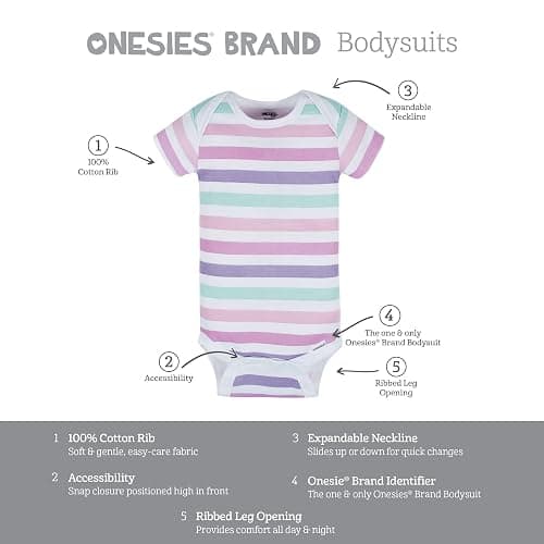 Onesies Brand Baby Girls' 8-pack Short Sleeve Mix & Match Bodysuits thumbnail 6
