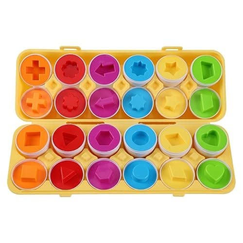 J-hong Matching Eggs 12 pcs Set Easter Eggs - Educational Color & Shape Recognition Sortere Skills Study Toys, Montessori Toys, STEM Educational Toy Gift for Toddler 1-3Year Old thumbnail 6