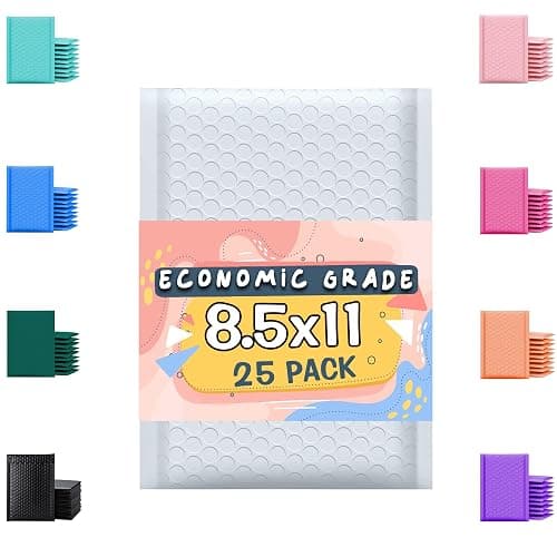 Bubble Mailers 8.5x12 25 Pack White Waterproof Self Seal Adhesive Shipping Bags, Cushioning Padded Envelopes for Shipping, Mailing, Packaging Usable 8.5x11 - Image 1