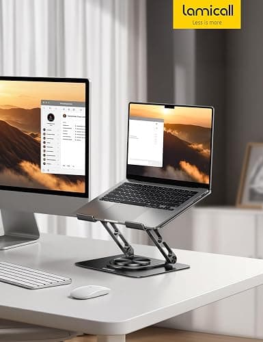 Lamicall Adjustable Laptop Stand for Desk - 360 Rotating Base Ergonomic Computer Stand, Aluminum Laptop Riser for Mothers Day fits MacBook Neo Air Pro, HP, Office Desk Accessories (10-17.3'') - Black thumbnail 7