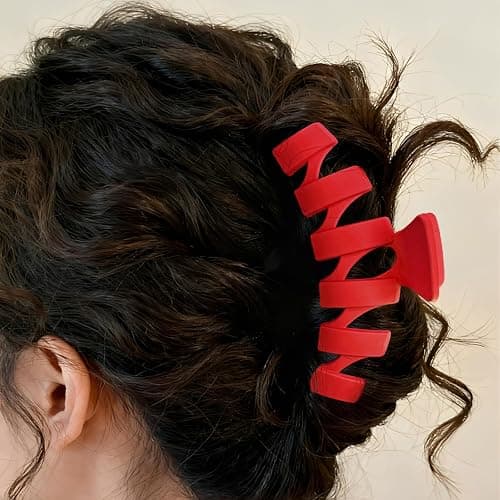 12 Pcs Claw Clips, Multi-Shapes Hair Clips for Women Girls, Non-Slip Large Jaw Claw Clips for Thick Thin Curly Hair Accessories (Red) thumbnail 4