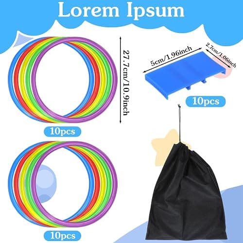 CIATBYYJ 2 Sets 11inch Hopscotch Rings, 10 Plastic Round Hoops with Blue Clips Connectors, Obstacle Course Agility Balance Training Rings, Outdoor Indoor Games Hopscotch Set for Fun and Fitness thumbnail 2