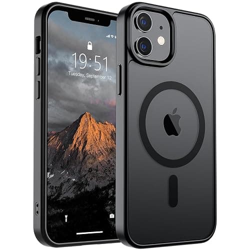 SUPFINE Magnetic for iPhone 12 Case/iPhone 12 Pro Case (Compatible with MagSafe)(Military Grade Drop Protection) Slim Translucent Matte Shockproof with Anti-Fingerprint Phone Case,Black - Image 1