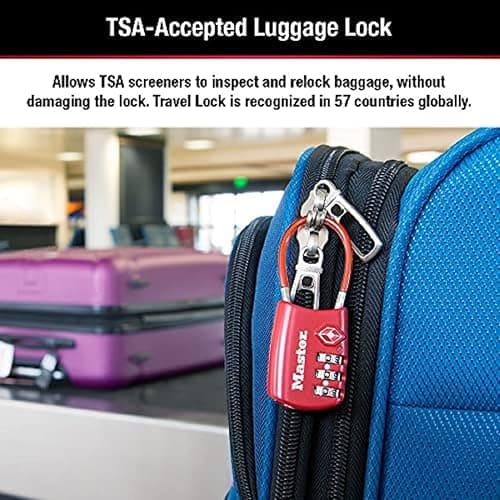 Master Lock Padlock, Set Your Own Combination TSA Locks for Luggage, Travel Zipper Lock with Cable Shackle is 1-3/16 in. Wide, Colors May Vary, 4688T, 2 Count (Pack of 1) thumbnail 6