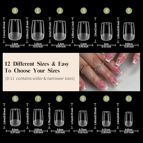 Nail Venares 500 Pcs Half Matte Tip for Gel & Acrylic Extensions, Pre-buff Clear False Nails thumbnail 2