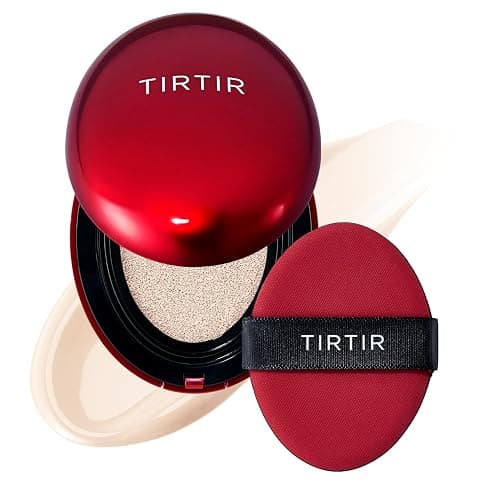 TIRTIR Mask Fit Red Cushion Foundation | Full coverage, Weightless, Skin fit, Satin Glow Finish, Korean Makeup BB Foundation, beauty, Tattoo cover up, Buildable (#10C Shell, 0.63 Fl Oz) - Image 1