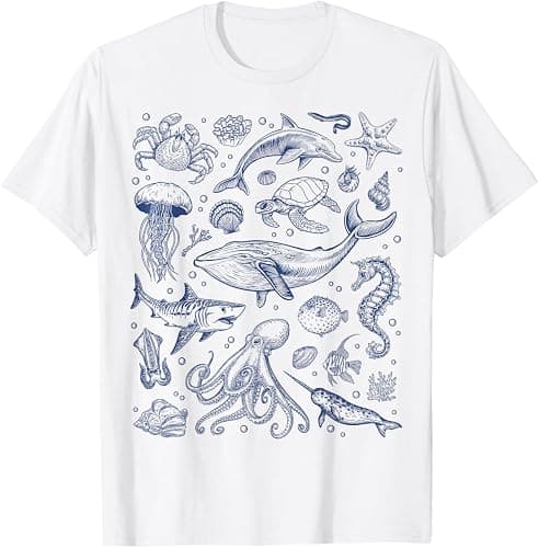 Oversized Graphic Tshirt for Teens Women Cute Floral Ocean Print Baggy Tops Summer Beach Vintage Aesthetic Coastal Tee thumbnail 6