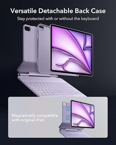 ESR iPad Air 13 Inch Case Keyboard (M3/M2, 2025/2024), Easy-Set Magnetic Stand, Portrait/Landscape Mode, Removable Case with Multi-Touch Trackpad, Rebound 360 Series, Purple thumbnail 4
