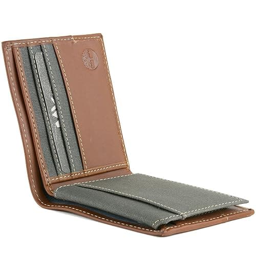 Timberland Men's Baseline Leather Canvas Wallet with Attached Flip Pocket thumbnail 7