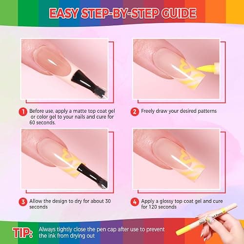 GELLAKTIK 18 Colors Nail Art Pens Set, 3D Nail Polish Pens Quick-Drying Acrylic Paint Markers, Dotting Liner Brush for DIY Nail Design, Home & Salon Manicure Tools thumbnail 7