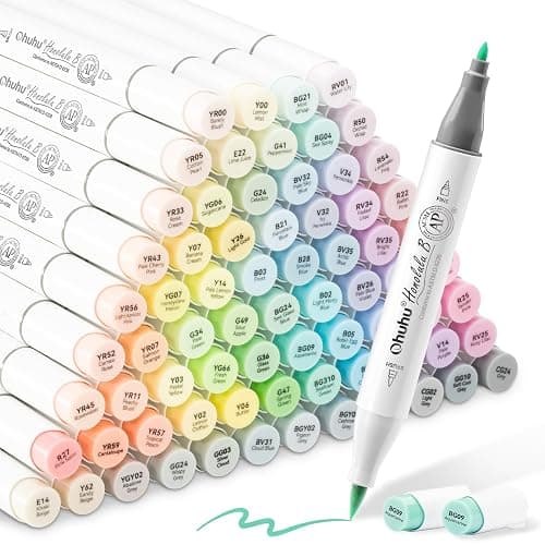 Ohuhu Alcohol Markers 96 Pastel Colors Brush& Fine for Adults Coloring | Honolulu B Sweetness+ Blossoming, AP Certified Refillable Dual Tips Marker for Artist Beginner Drawing Illustration Sketching - Image 1