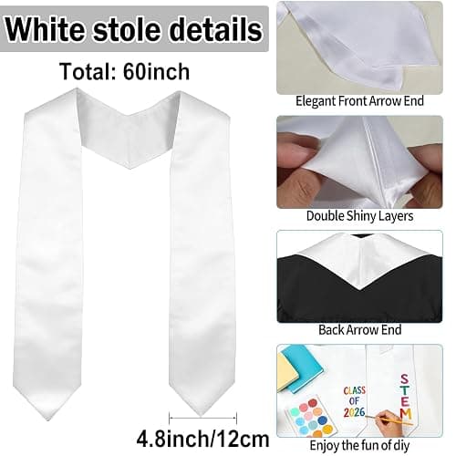 multiwins Graduation Cap, White Stole & Graduation Card Set - Adjustable Cap with 2026 Tassel for High School & Bachelor thumbnail 6