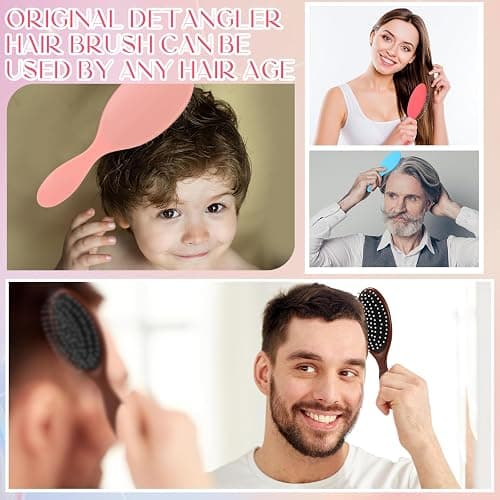 Suclain 30 Pieces Wet Hair Brushes for Women Travel Detangling Brush Soft Bristles with Cushion Base Drying Detangler Small Hair Brushes for Women, 10 Colors thumbnail 6