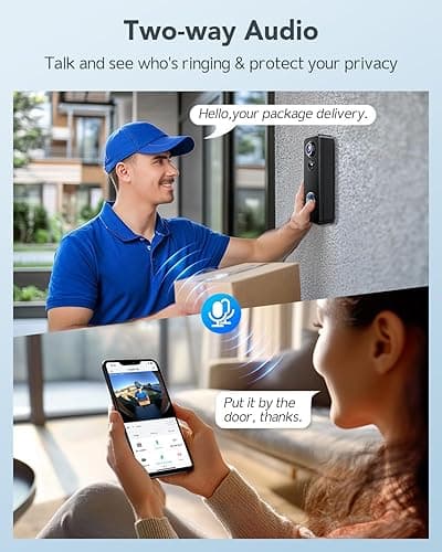 XTU Wireless Video Doorbell Camera, 180° Head-to-Toe Video, Live View with Two-Way Talk, 2.4G Wi-Fi Doorbell Camera with Chime, Local/Cloud Storage, Human Detection, Works with Alexa & Google Home - Black thumbnail 5