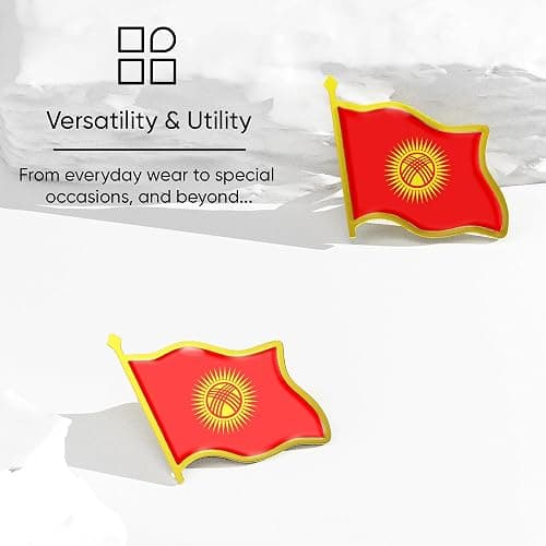 Kyrgyzstan Flag Lapel Pin - Enamel Metal National Badge | World Travel Souvenir Gifts for Men & Women | Country Flag Patriotic Brooch Bulk Pack of Pins for Hat, Tie, Clothes, Backpack (1pc) thumbnail 5