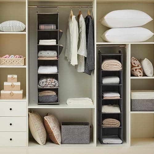 YOUDENOVA Hanging Closet Organizer and Storage, 6-Shelf Closet Hanging Storage Shelves, Grey - 1 - Grey thumbnail 4