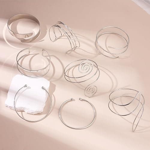 Arm Cuff Bracelet for Women Arm Layered Cuff Bangles Adjustable Coil Swirl Armlet ArmBand Stackable thumbnail 6
