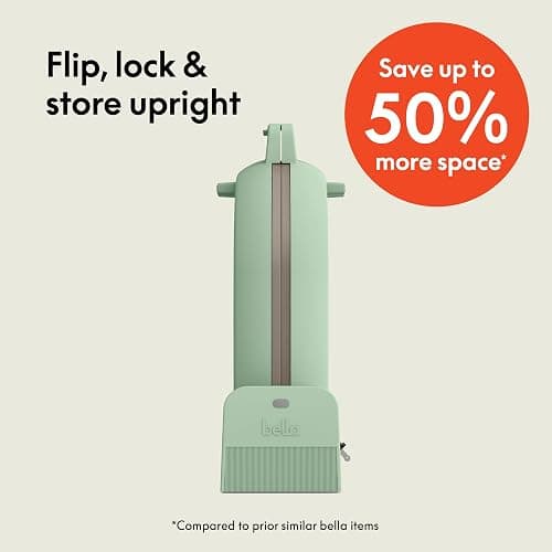 bella Flip-n-Store Waffle Maker with EverGood™ Ceramic Nonstick Coating, Fits-anywhere™ Kitchenware, Power Indicator Light, Cool Touch Handle & Cord Wrap, 7” Wide & 1" Deep Plates, 1000 Watt, Seaglass thumbnail 3