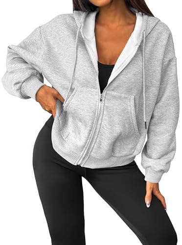 LilyCoco Womens Oversized Sweatshirt Zip Up Hoodie Long Sleeve Shirt with Pockets thumbnail 2