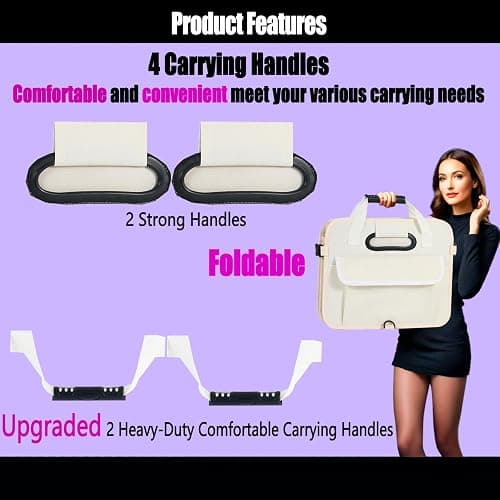 Zhiyanz Car Suv Trunk Organizer,Sturdy Storage Organizer for Car Accessories,Tools,Sundries.Upgraded 4 Carrying Handles,72L,Foldable,Waterproof,Multi Compartment,2 Straps for Fixation (Beige) thumbnail 4