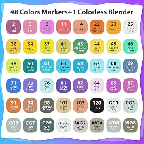 48 Colour Alcohol Markers Set - Dual Tip Permanent Alcohol Based Marker Pens for Colouring Drawing Graphic Sketch Manga Graffiti Art Double Ended Coloured Paint Markers Pen for Adults Kids Artist thumbnail 7