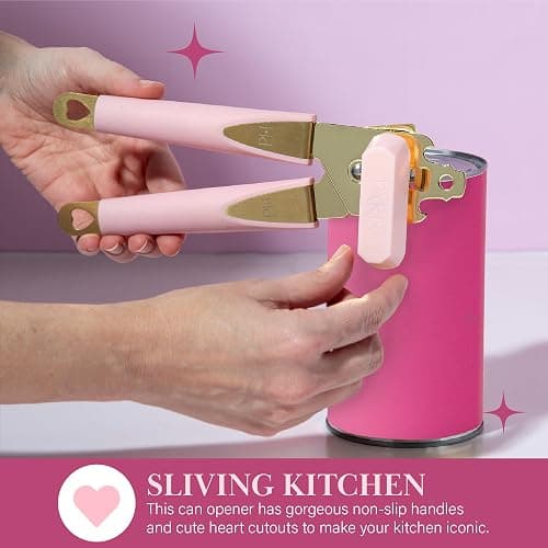 Paris Hilton Can Opener with Built-In Bottle Opener, Easy-Turn Knob & Soft-Grip Handles for Iconic Kitchen Convenience, Pink and Gold thumbnail 4