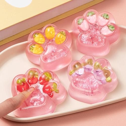 5Pcs Taba Squishy Cat Paw Squeeze Toys | 2.75in Upgraded TPR Slow Rebound Stress Relief Fidget Toys for Kids & Adults, Party Favors, Easter Basket Stuffers, Christmas Stocking Stuffers thumbnail 3