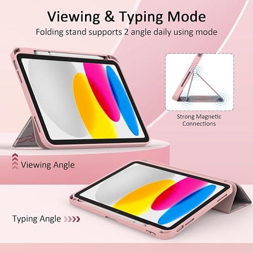 Jarviwiin Case for iPad 11-inch (A16) 2025 / iPad 10th Generation 2022(10.9 inch), Tri-Fold Smart Folio Auto Wake/Sleep with Clear Back/Pencil Holder for iPad 11th/10 Gen (Bow Pink) thumbnail 4