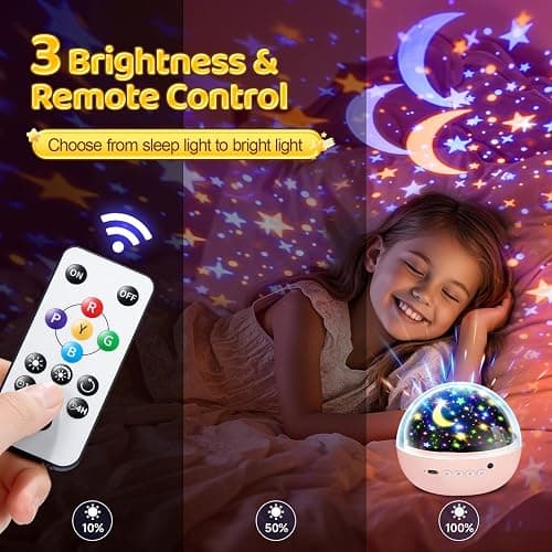 COOLNIGHT Unicorn Night Light Star Projector for Kids, 3 Films+93 Colors Kids Projector Night Light, 360° Rotating Stay All Night, Remote+Dimmable+Timer, Sleep Soother, Gift for Child or Grandchild thumbnail 4