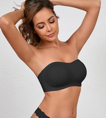 DEANGELMON Strapless Bras for Women Seamless Padded Bandeau Bra Non-Slip Silicone Tube Top Wireless Push Up Bralettes thumbnail 2