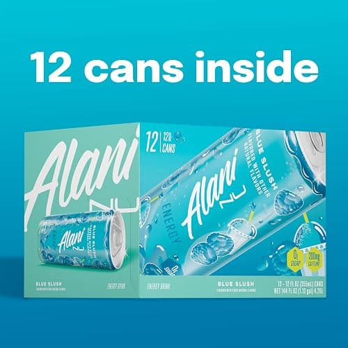 Alani Nu BLUE SLUSH, Sugar Free, Low Calorie Energy Drinks, 200mg Caffeine, Biotin, B Vitamins, Zero Sugar, 10 Calories, 12 Fl Oz Cans, 12 Pack thumbnail 7
