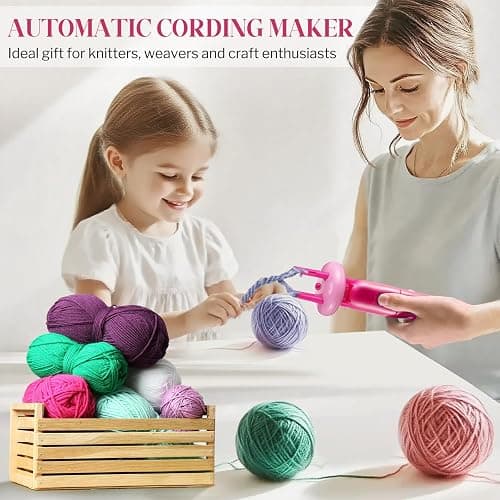 Enhon Cord Maker Portable Fringe Twister, Handheld Cord Maker for Craft Yarn Making Twister for Beginners(Pink) thumbnail 7